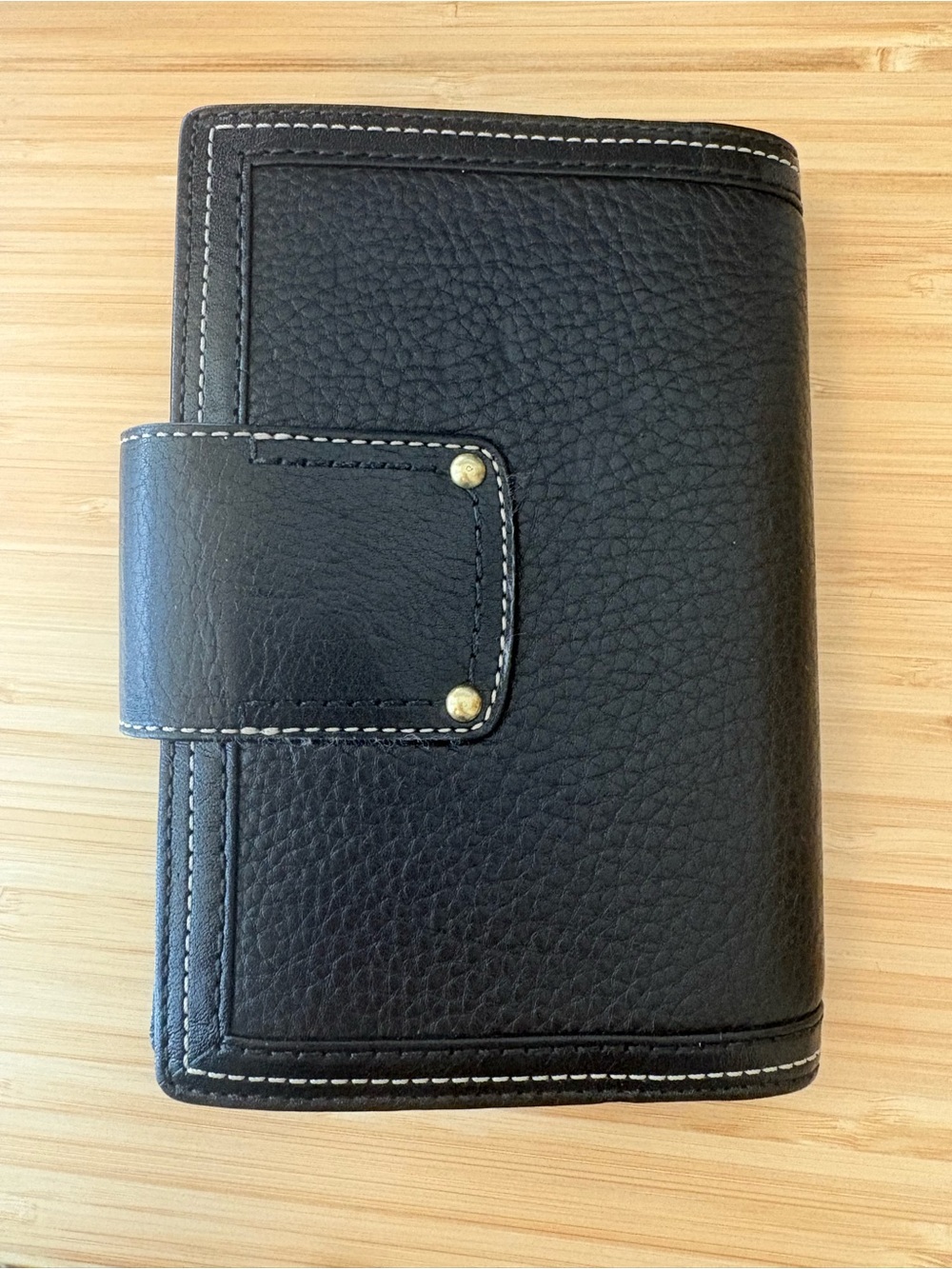 Coach Vintage Black Pebbled Leather Agenda Planner Cover with Gold Turnlock - Picture 3 of 6